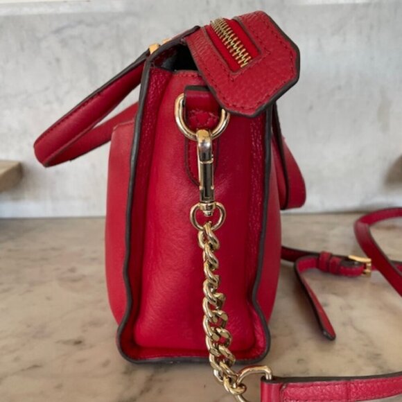 PAUL COSTELLOE Vintage Red Leather Satchel/Shoulder Bag Purse - Picture 9 of 17